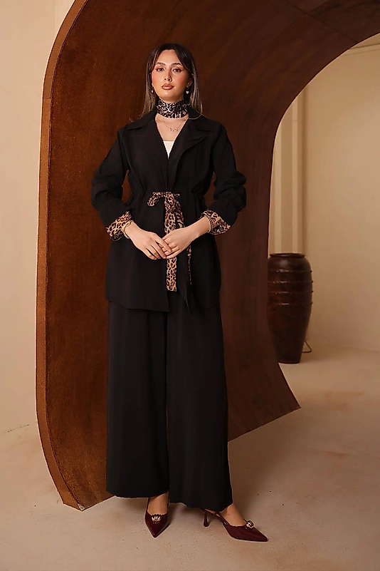 Leopar Desenli Modal Pantolonlu Takım