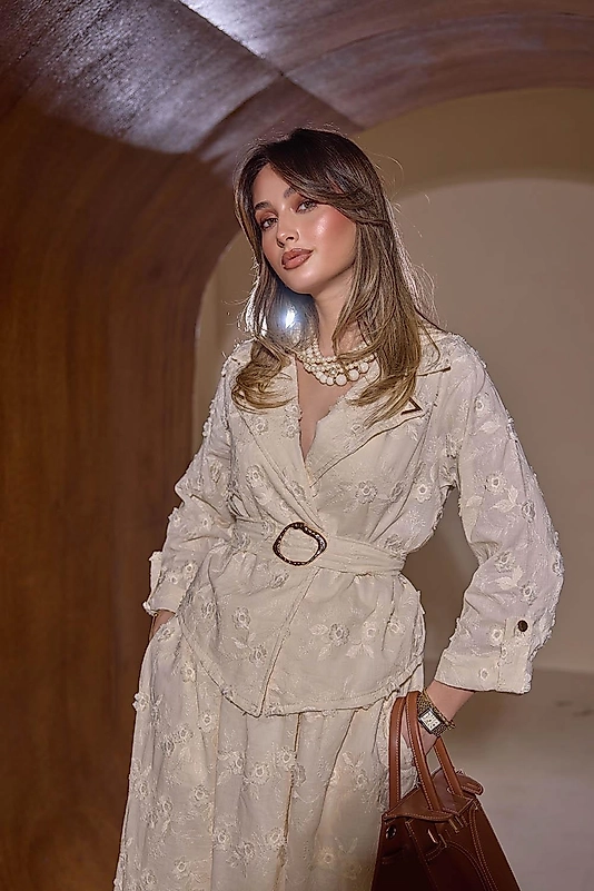 Üç Boyutlu Nakış Brodeli Tesettür Takım