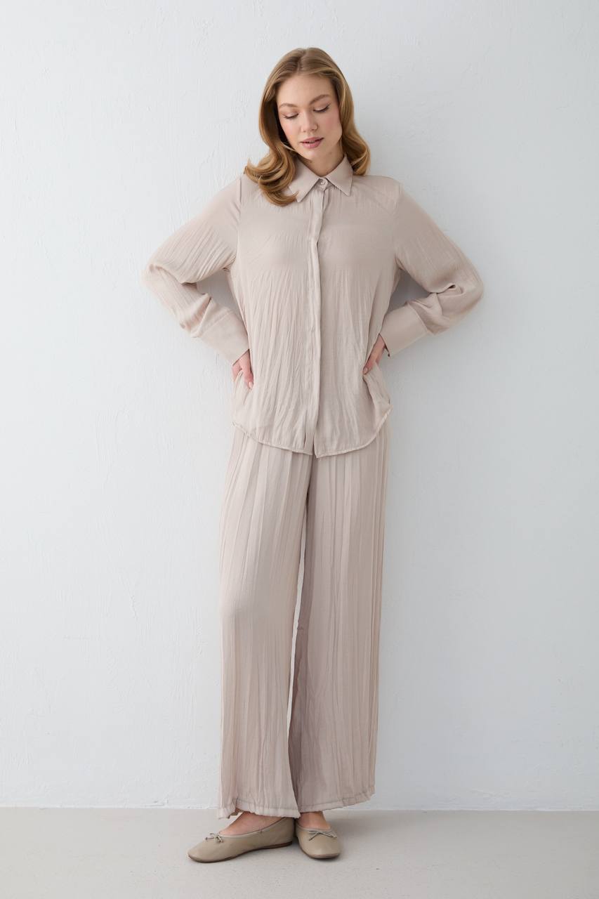 Modal Saten Gömlekli Takım