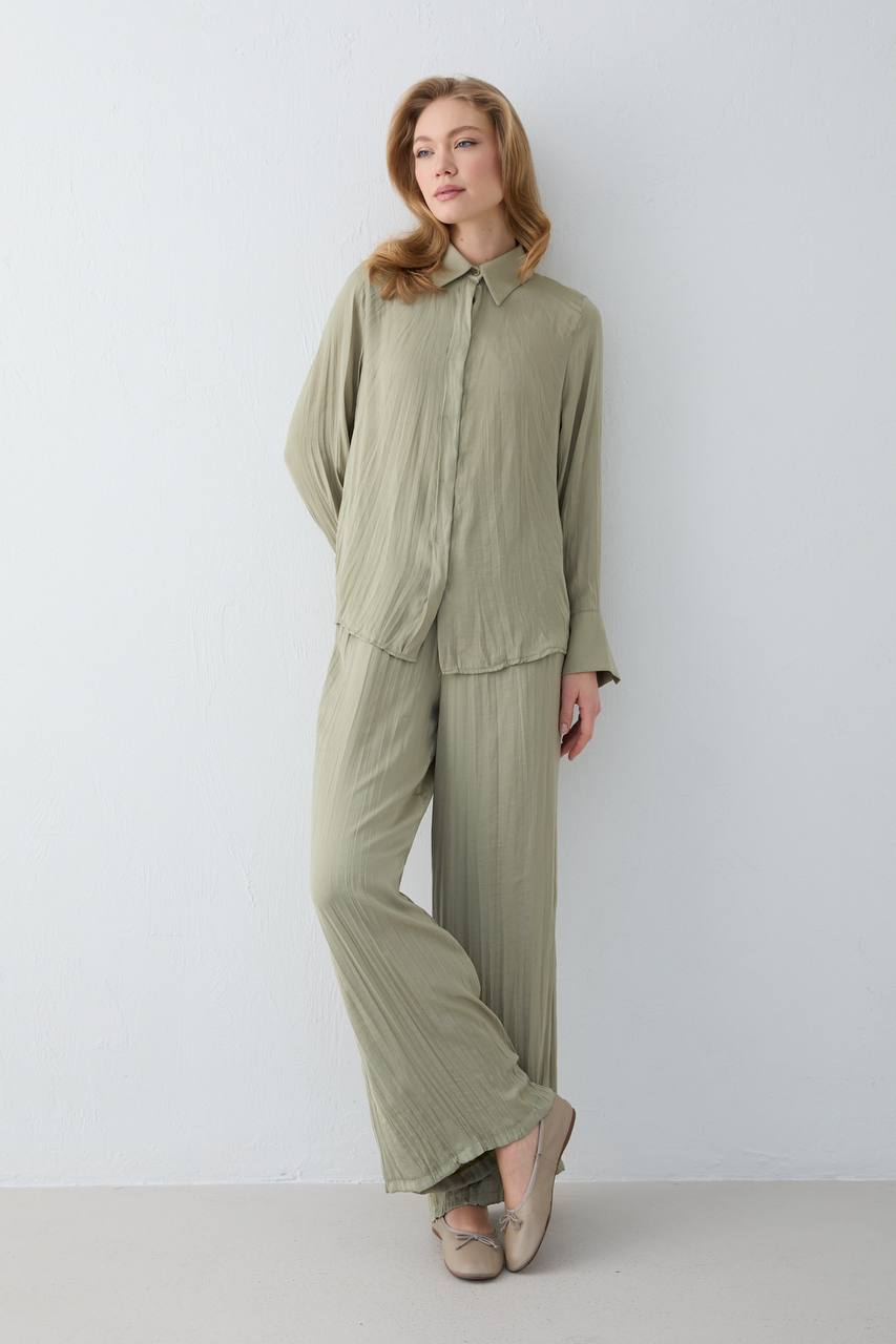 Modal Saten Gömlekli Takım