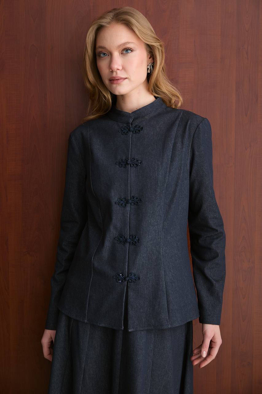 Denim Etekli Takım – Modern Şehir Stili Mistik Lacivert-L-XL